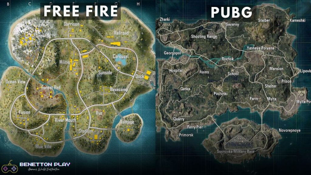 Free Fire vs PUBG Mobile Maps