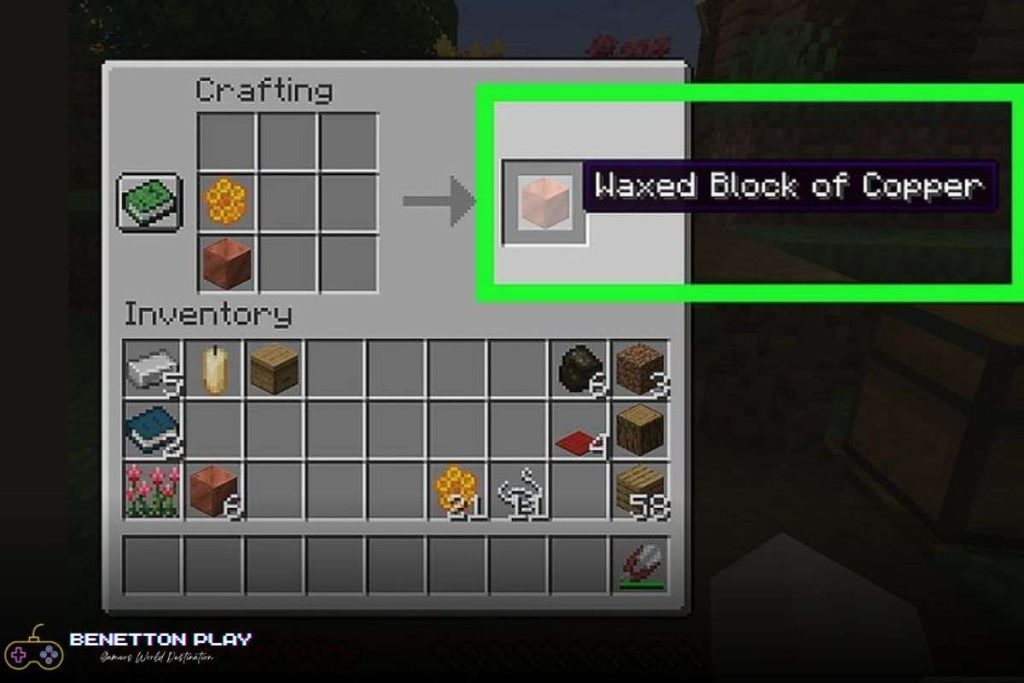 Minecraft Waxed Block of Copper crafting guide